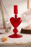 Terrain Glass Heart Taper Holder In Red