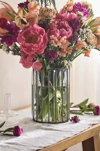 Terrain Glass + Iron Cylinder Vase In Multi