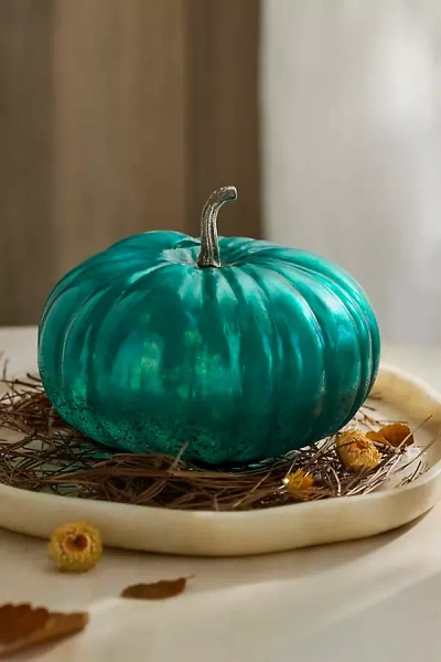 Terrain Glass Pumpkin, 7" In Green