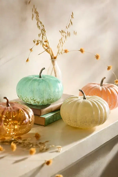 Terrain Glass Pumpkin, 7" In White