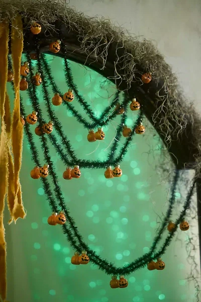 Terrain Glass Pumpkin + Tinsel Garland