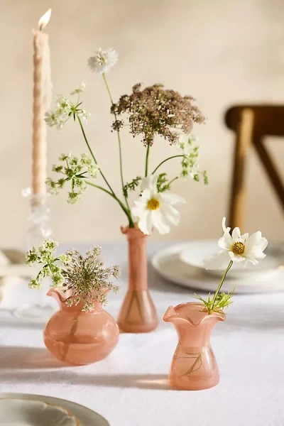 Terrain Glass Ruffle Bud Vases, Set Of 3