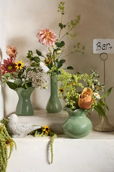 Terrain Glass Ruffle Bud Vases, Set Of 3 In Multi