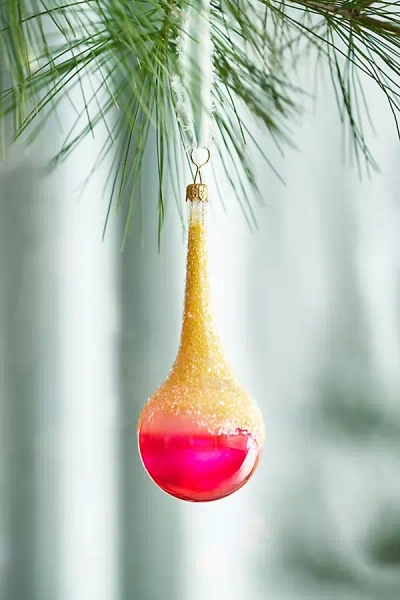Terrain Glitter Droplet Glass Ornament