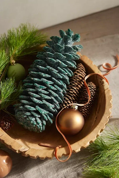 Terrain Glittery Waxed Pinecone In Green