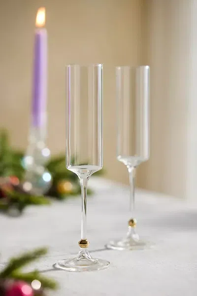 Terrain Gold Sphere Flute Glasses, Set Of 2 In Transparent