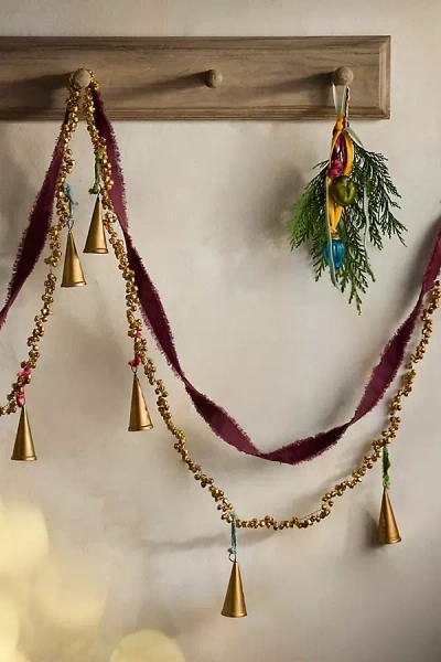 Terrain Golden Jingle Bells Garland In Multi