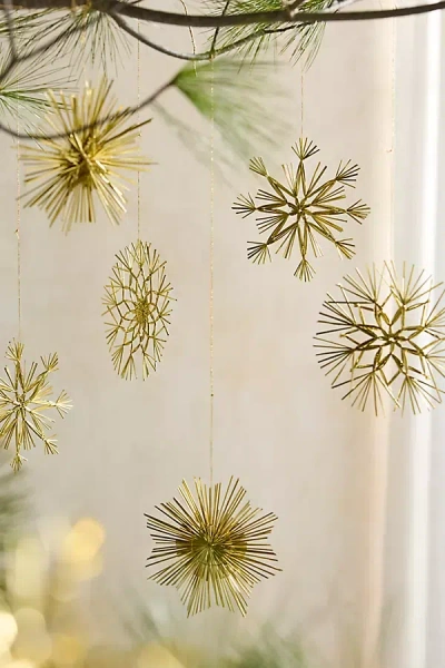 Terrain Golden Snowflake Ornaments, Set Of 18