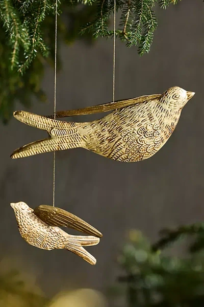 Terrain Golden Songbird Ornaments, Set Of 2