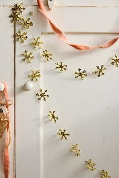 Terrain Golden Straw Snowflake Garland, 71"