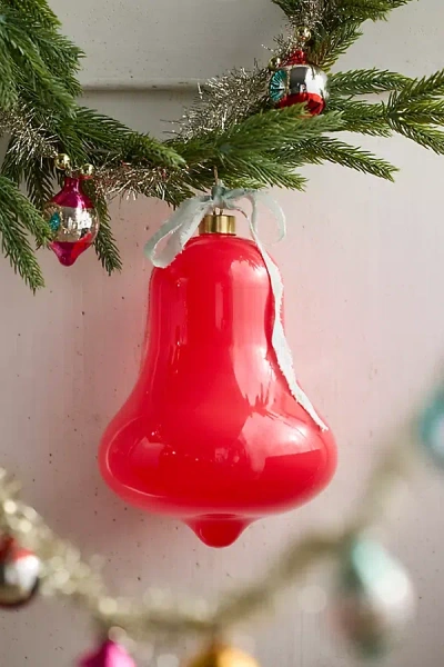 Terrain Good Cheer Glass Bell Ornament In Red
