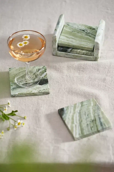 Terrain Green Marble Coasters, Set Of 4