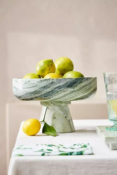 Terrain Green Marble Footed Serving Bowl