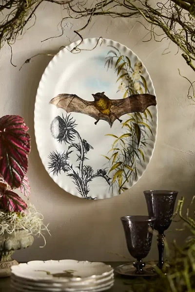 Terrain Halloween Bat Pinch Rim Serving Platter In Black