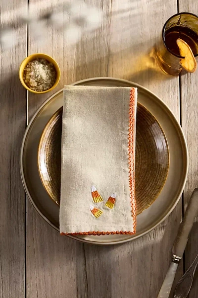 Terrain Halloween Embroidered Linen Napkins, Set Of 2
