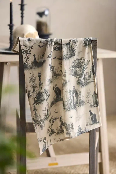 Terrain Halloween Toile Linen Dish Towel In Neutral