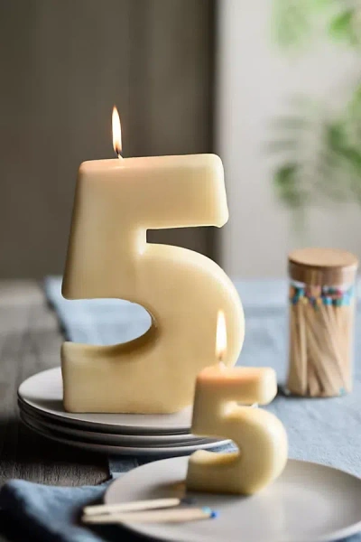 Terrain Hand-dipped Number Candle, 5 In Neutral