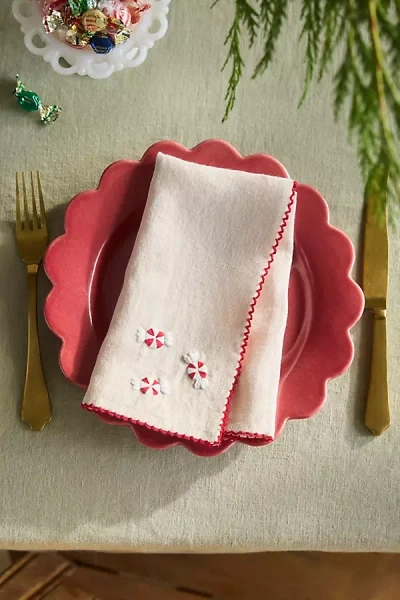 Terrain Hand-stitched Christmas Icon Napkins, Set Of 2 Candy In Pink