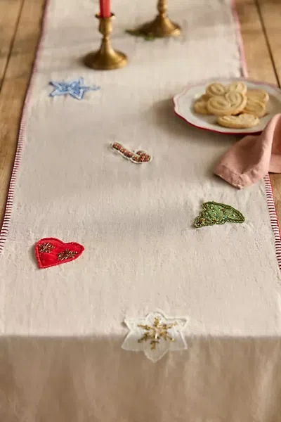 Terrain Hand-stitched Christmas Icon Table Runner In Multi