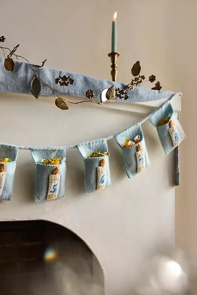 Terrain Hanukkah Countdown Felt Garland In Blue