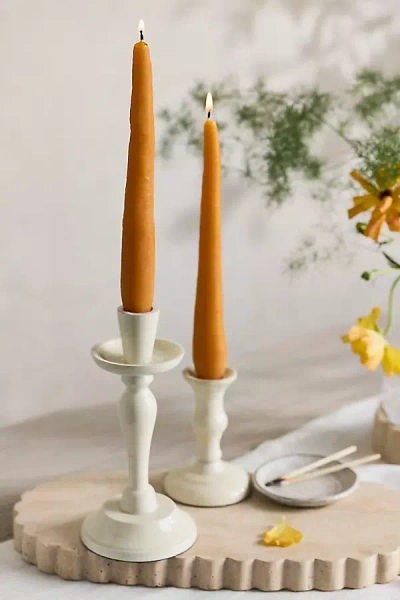 Terrain Carrot Beeswax Tapers, Set Of 2 In Orange