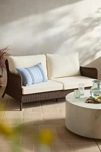 Terrain Harbor All Weather Wicker Two Seat Sofa, White Cushions In Multicolor