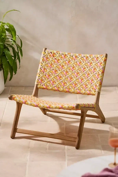 Terrain Havana Wicker + Teak Armless Chair, Crosshatch