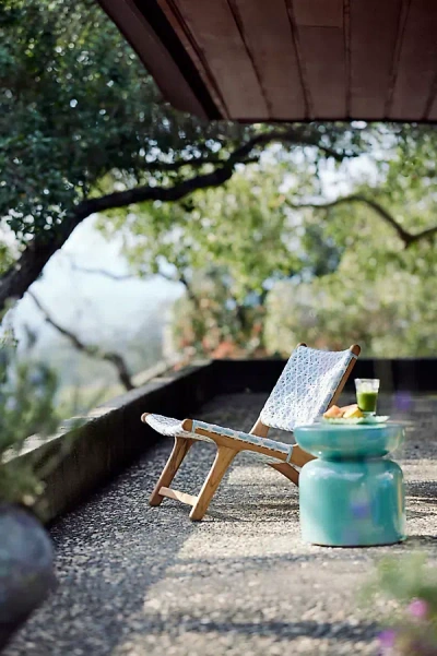 Terrain Havana Wicker + Teak Armless Chair, Crosshatch