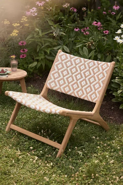 Terrain Havana Wicker + Teak Armless Chair, Neutral Diamond