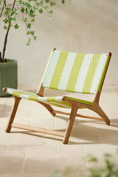 Terrain Havana Wicker + Teak Armless Chair, Vertical Stripe