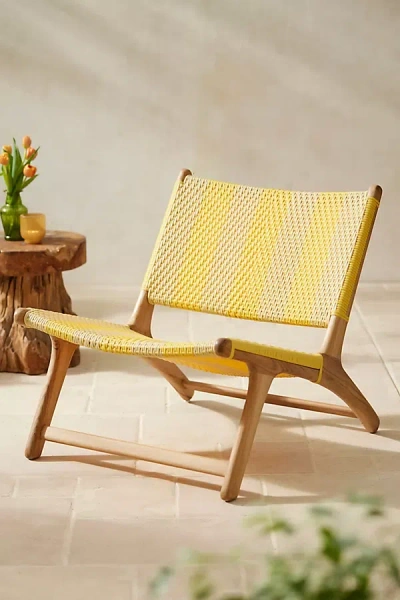 Terrain Havana Wicker + Teak Armless Chair, Vertical Stripe