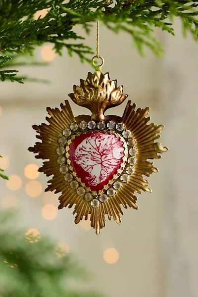 Terrain Heart Medallion Ornament, Red