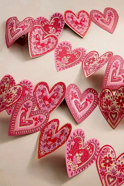 Terrain Hearts Paper Concertina Garland In Pink