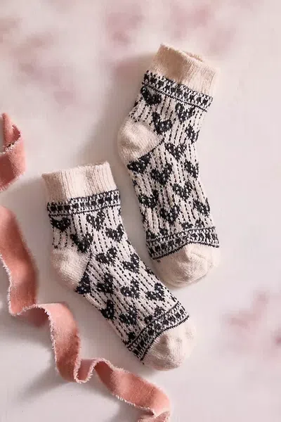 Terrain Hearts Wool Quarter Crew Socks In Beige