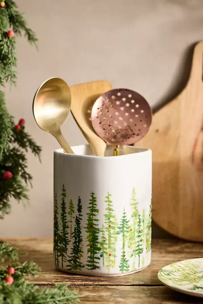 Terrain Holiday Forest Stoneware Utensil Holder In Multi