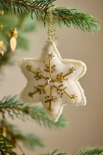 Terrain Holiday Icon Beaded Fabric Ornament In Neutral