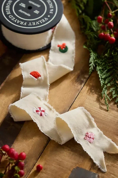 Terrain Holiday Icon Embroidered Ribbon In Ivory