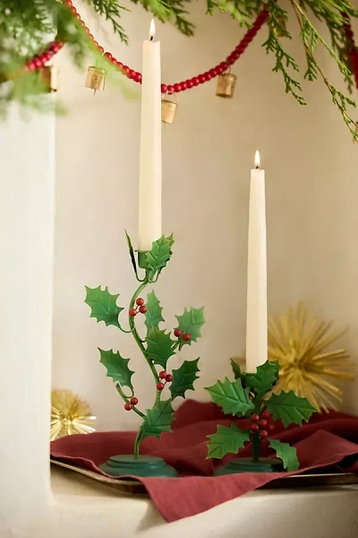 Terrain Holly Iron Taper Holder In Green