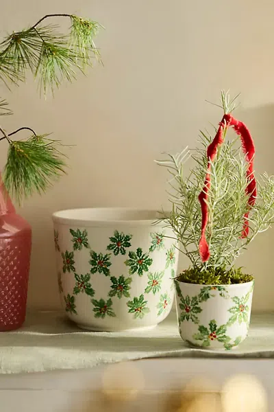 Terrain Holly Lattice Italian Earthenware Pot In Green