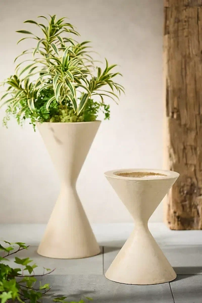 Terrain Hourglass Cast Stone Planter In Neutral