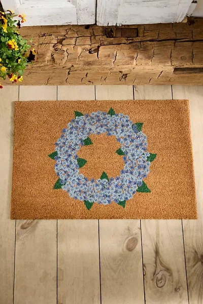 Terrain Hydrangea Wreath Coir Doormat In Orange