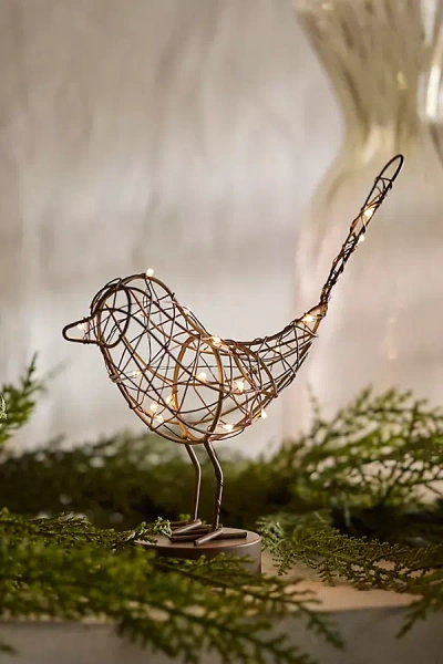 Terrain Illuminated Led Robin In Gold