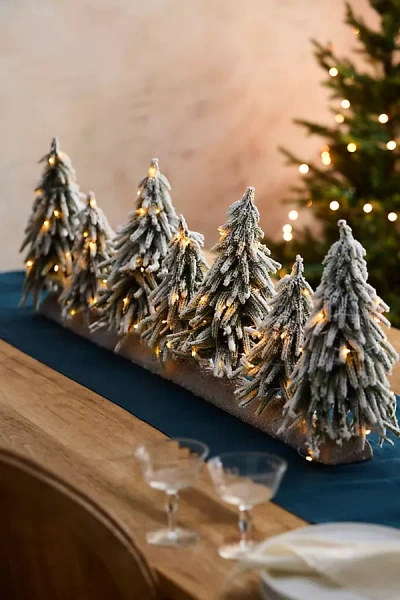 Terrain Illuminated Snowy Brush Tree Centerpiece In Multi