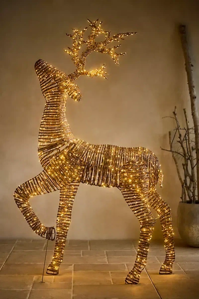 Terrain Illuminated Vine Prancing Reindeer In Brown