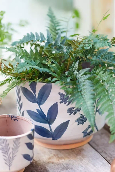 Terrain Indigo Floral Footed Planter, 8" In Blue