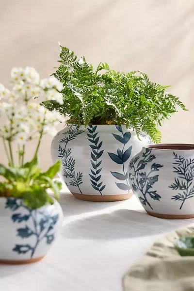 Terrain Indigo Floral Jar Planter In White