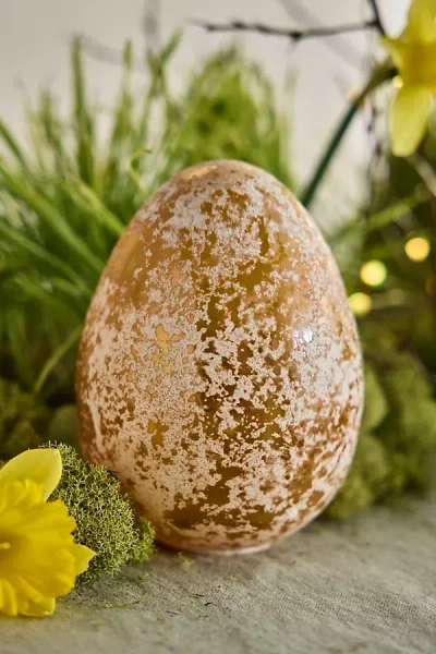 Terrain Iridescent Glass Egg In Brown