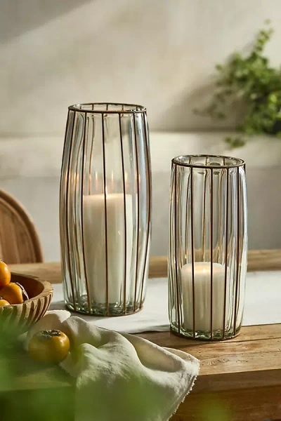 Terrain Iron Caged Glass Hurricane In Clear