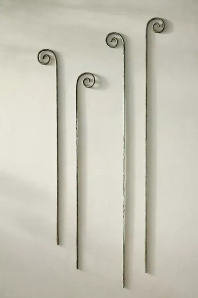 Terrain Iron Fiddlehead Stakes, Set Of 2 In Silver