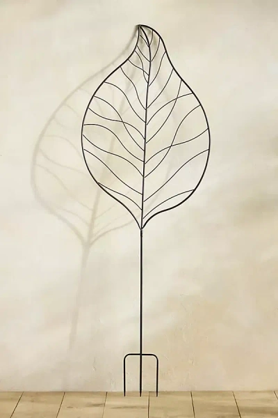 Terrain Iron Leaf Trellis Stake, Round In Black